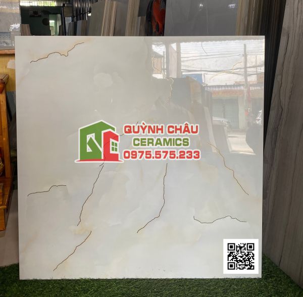 Gạch khắc kim 80x80 màu kem nhạt bóng đá đồng chất trung quốc 5193