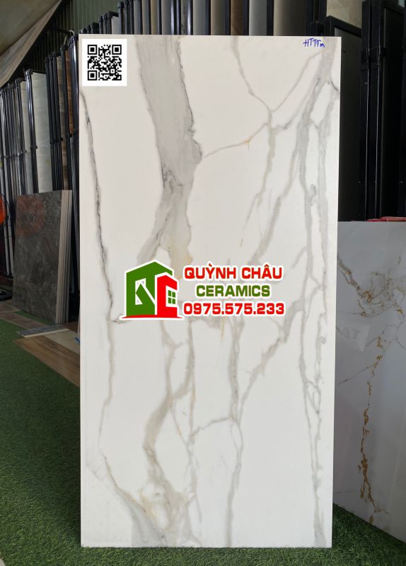 Gạch ấn độ 600x1200 đá mờ trắng nhiều vân xám ngẫu nhiên đẹp