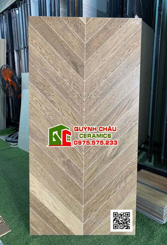 Gạch giả gỗ xương cá mài cạnh 60x120 đá mờ đồng chất cao cấp