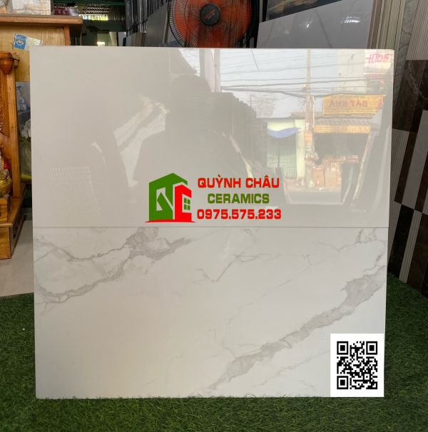 Gạch ốp tường 30x60 đá granite bóng kính trắng sứ vân khói thạch bàn 4850