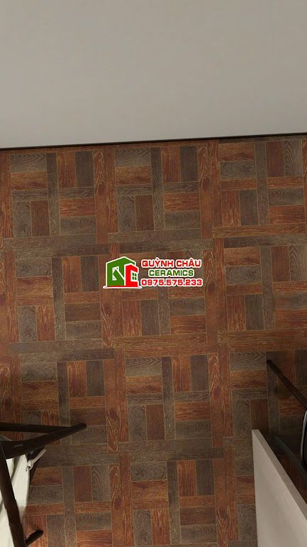 Gạch vân gỗ nâu óc chó 60x60 hoạ tiết ngang dọc        