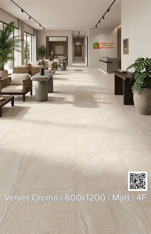 Gạch lát nền ấn độ 60x120 bề mặt mờ màu kem