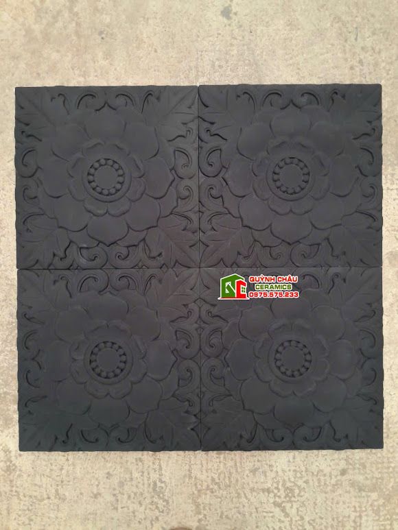 Gạch trang trí bông hồng đen cổ 40x40cm chất liệu bê tông màu