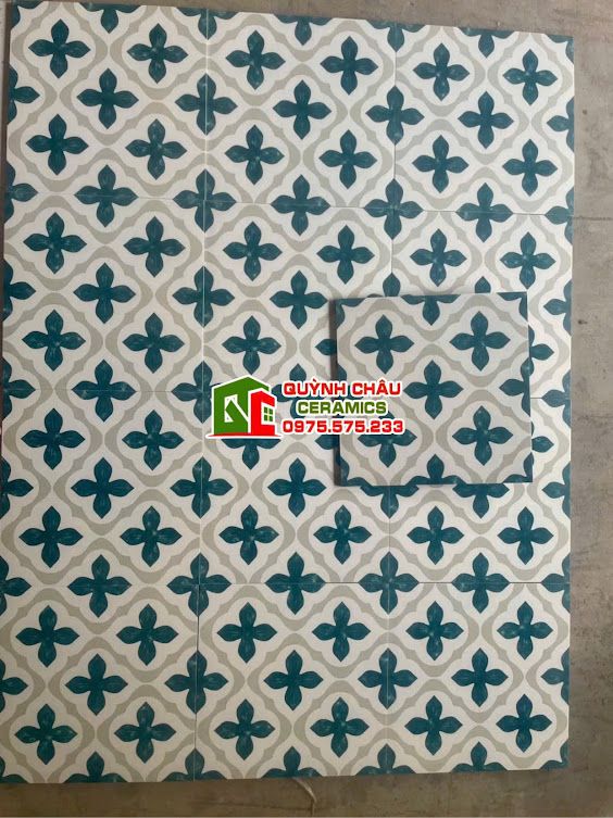 Gạch bông 30x30 hoa văn xanh