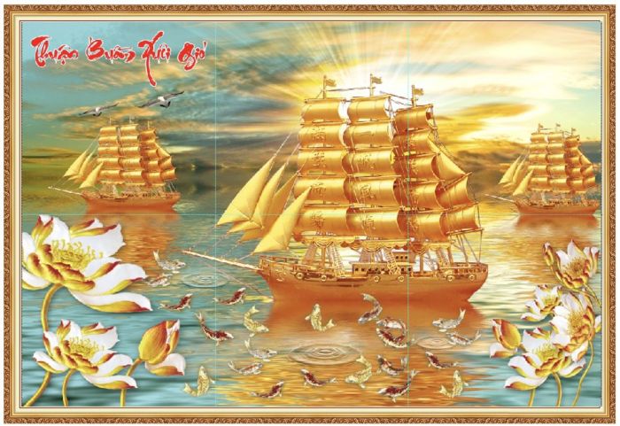 Tranh 3D thuận buồm xuôi gió cảnh vật