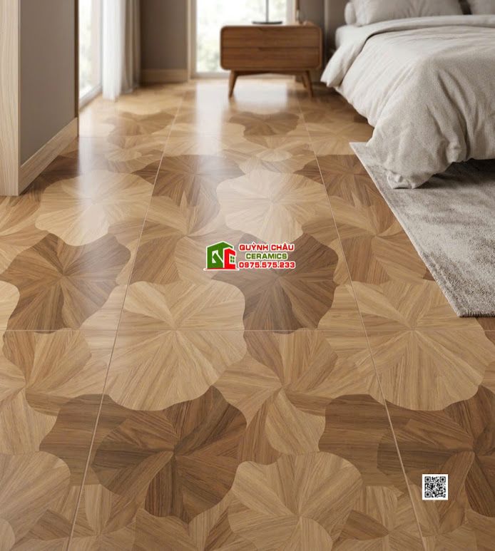 Gạch lá sen vân gỗ lát phòng ngủ 60x120cm