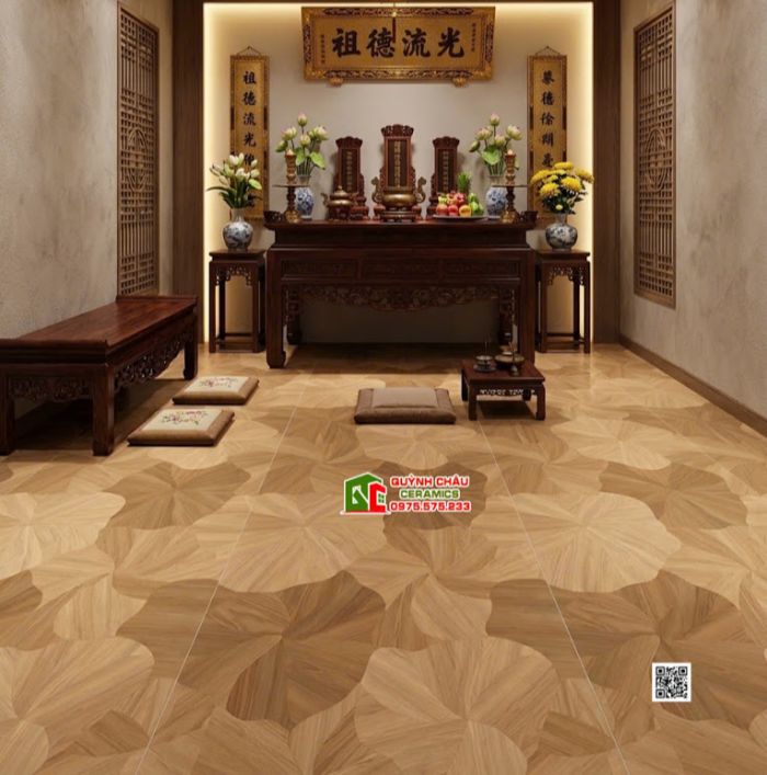 Gạch lá sen vân gỗ lát phòng ngủ 60x120cm