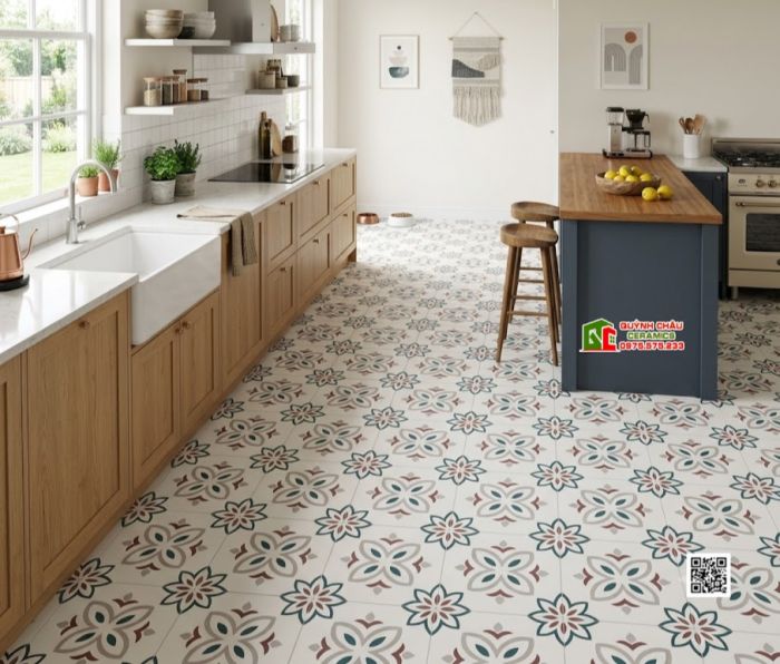 Gạch bông 30x30 họa tiết hoa văn đối xứng đẹp