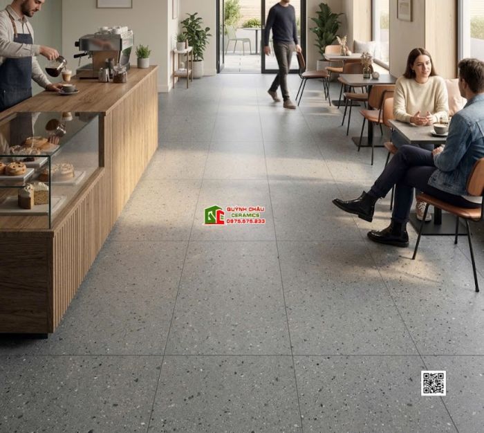 Gạch terrazzo 60x120 kis granite màu xám xi măng