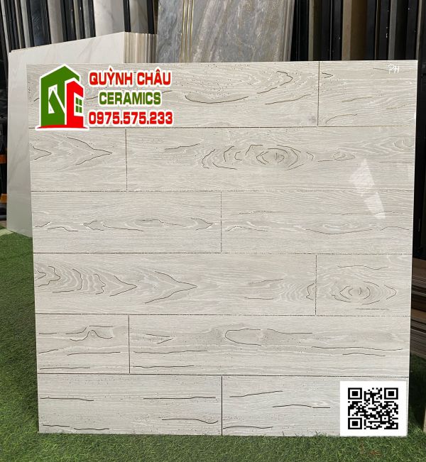 Gạch 80x80 giả gỗ màu trắng khắc kim trung quốc 4694