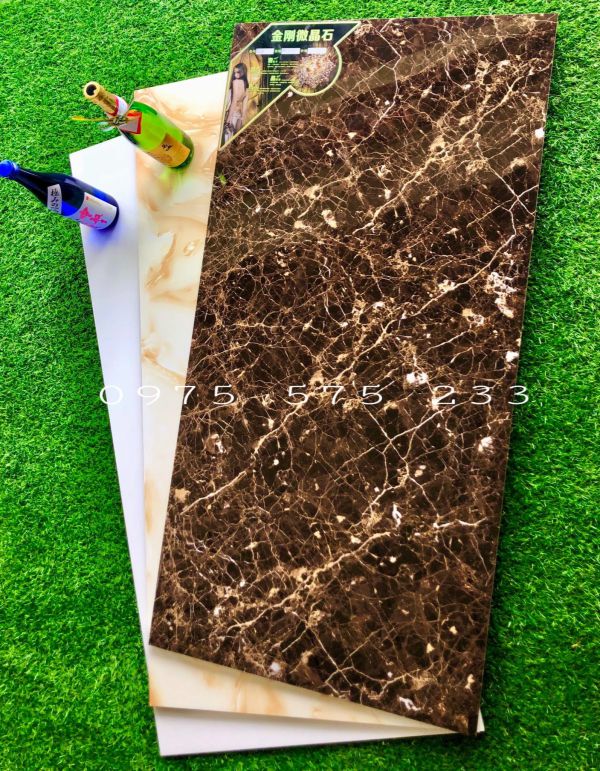 Gạch khổ lớn 60x120 nâu vân vũ trụ lát nền ốp dán mặt tiền bóng nổi bật