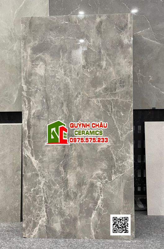 Gạch 600x1200 ấn độ màu xám Emperador soft grey bề mặt bóng