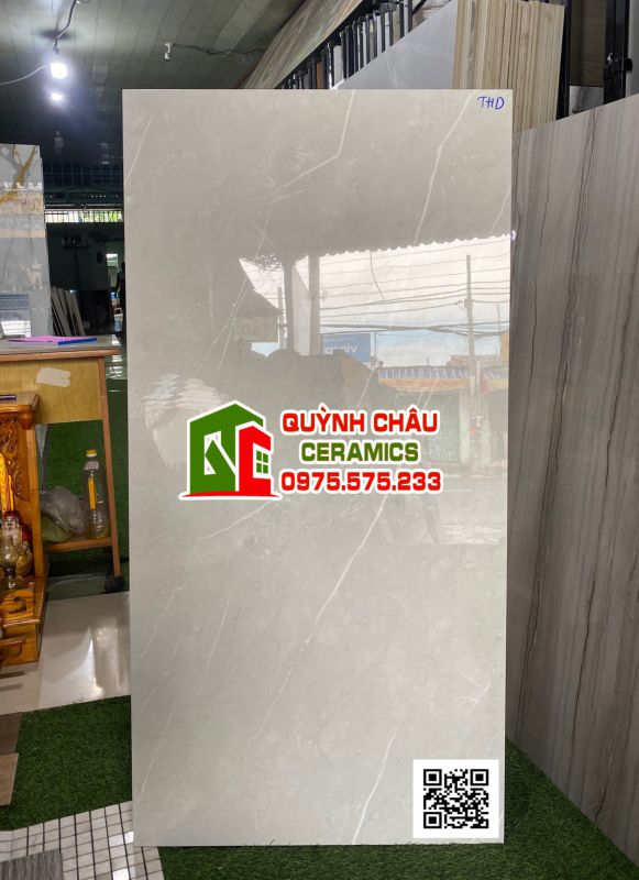 Gạch ấn độ 60x120 màu xám nhạt vân tự nhiên Cacata Bianco bề mặt siêu bóng
