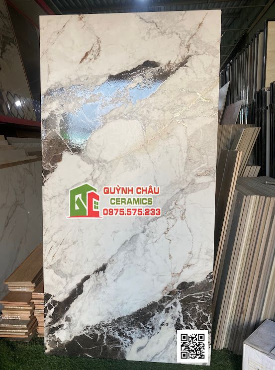 Gạch lát nền Apodio 80x160 đá trắng đen lồng ghép điêu khắc bề mặt lổi