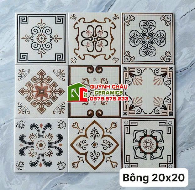 Gạch bông 20x20 mix hoa văn lộn xộn