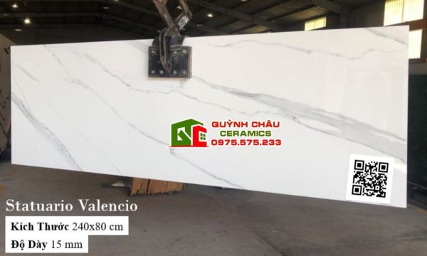 Gạch ốp lát ấn độ cao cấp 80x240 xương đá dày 1,5 ly màu trắng vân