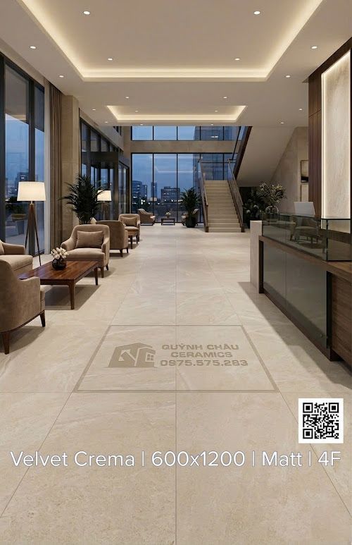 Gạch lát nền ấn độ 60x120 bề mặt mờ màu kem