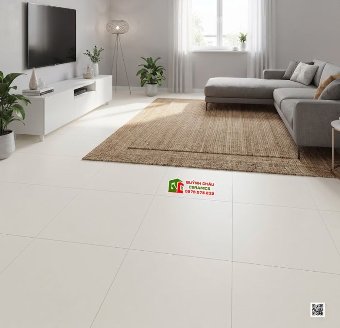 Gạch trung quốc 80x80 bề mặt men trắng mờ không vân 5174