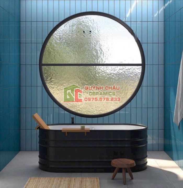Gạch thẻ 75x300 bóng xanh ngọc lam