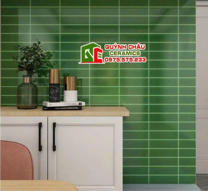 Gạch thẻ màu xanh ốp tường trang trí 6x20 giá rẻ