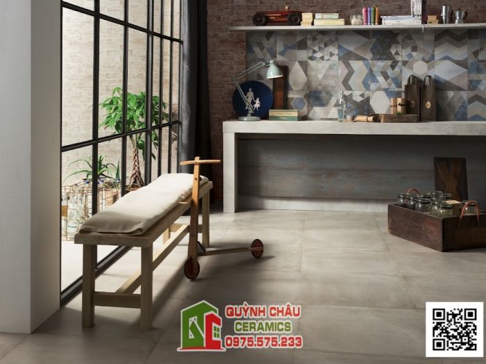 Gạch Italia 60x60 mờ họa tiết bông phối mix màu xi măng cao cấp