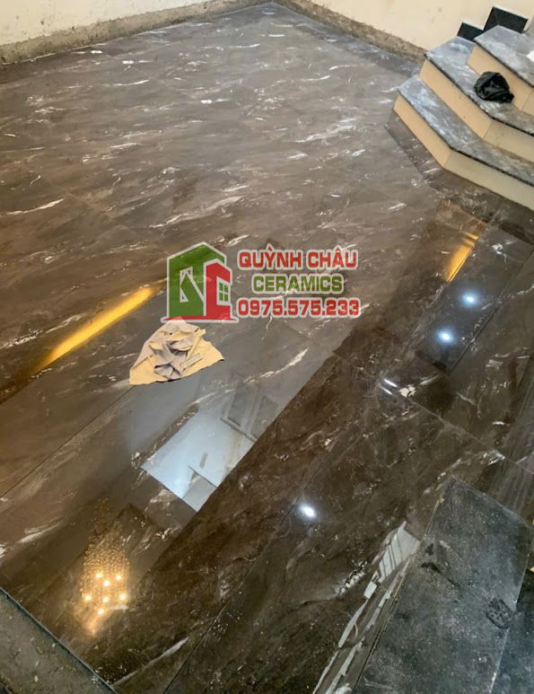 Gạch ấn độ 60x120 nâu đá vân trắng siêu bóng