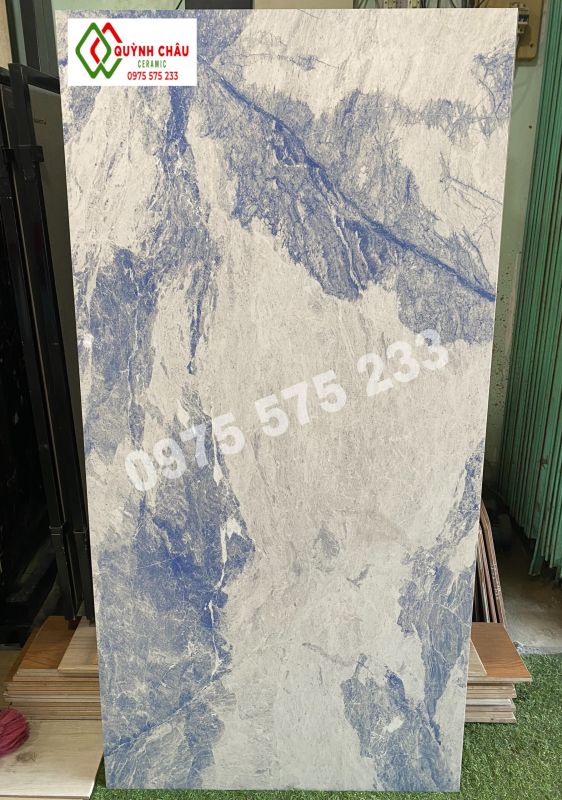 Gạch lát nền tây ban nha 750x1500 vân xanh đá bóng kiếng