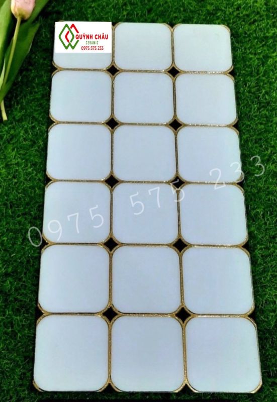 Gạch ốp tường 30x60 màu trắng khắc kim nhũ vàng cao cấp pt