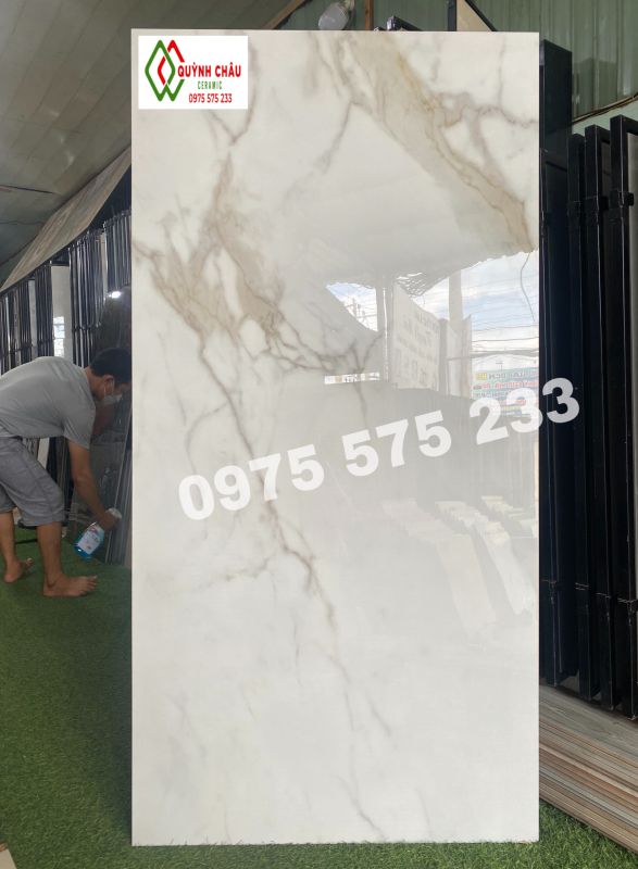 Gạch cao cấp 800x1600 trắng vân màu xám 4078