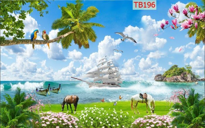 Gạch tranh thuận buồm xuôi gió cá heo nhào lộn