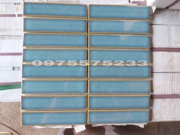 Gạch thanh đũa mosaic xanh gốm men dạn