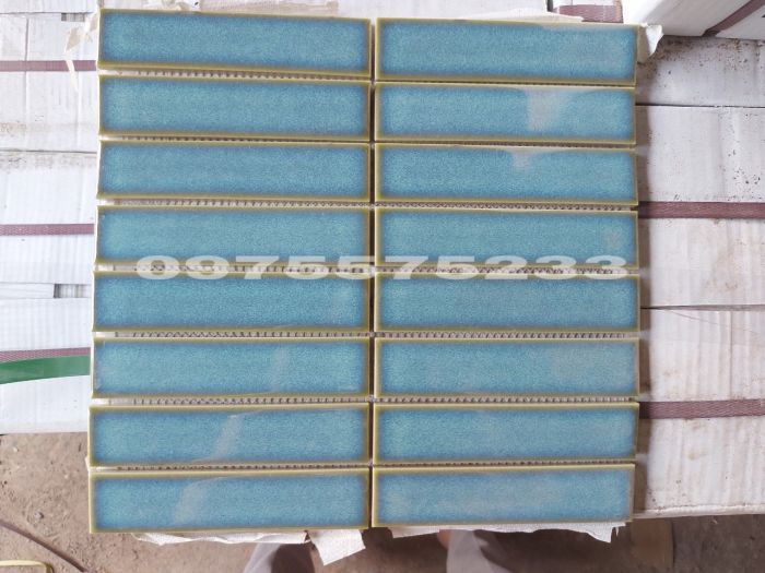 Gạch thanh đũa mosaic xanh gốm men dạn