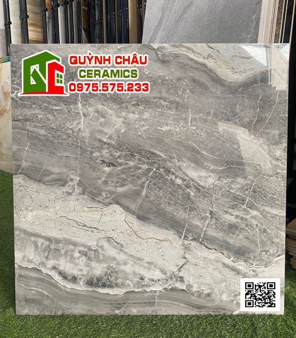 Gạch trung quốc 80x80 khắc kim xám vân đá sang trọng 4692