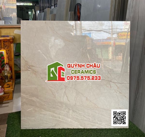 Gạch ấn độ 80x80 vân đá vàng kem Cristia Beige bề mặt bóng 5181
