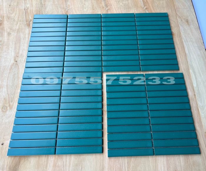 Gạch mosaic đũa que màu xanh đậm mờ