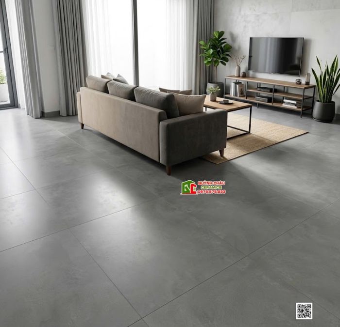 Gạch Viglacera 80x80 bề mặt mờ bê tông vân cào xước màu xi măng