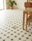 Gạch bông 40x40 nền trắng cánh hoa màu xanh rêu           