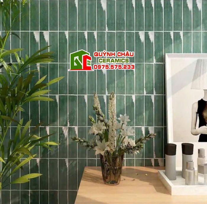 Gạch thẻ màu xanh ốp tường trang trí 6x20 giá rẻ