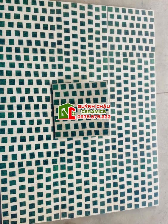 Gạch bông 30x30 hoa văn hình vuông xanh