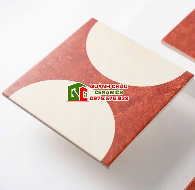 Gạch bông 20x20 màu đỏ phối trắng cổ điển