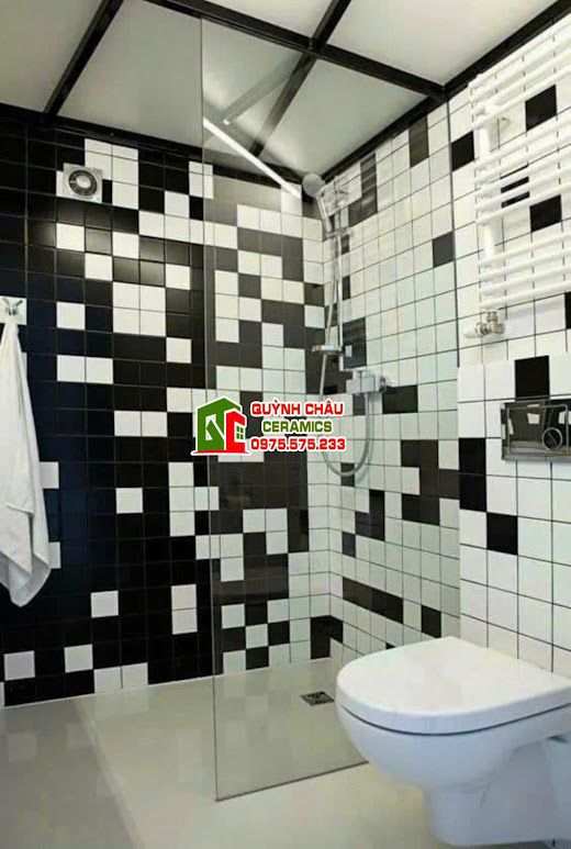 Gạch thẻ ốp tường 10x10 trắng xám xanh