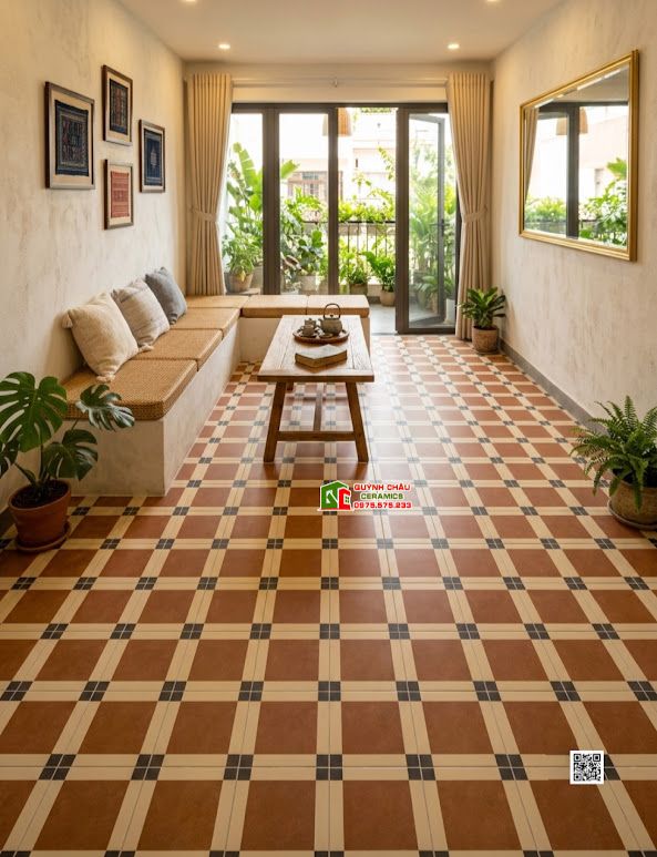 Gạch bông 30x30 cổ điển hình ô vuông