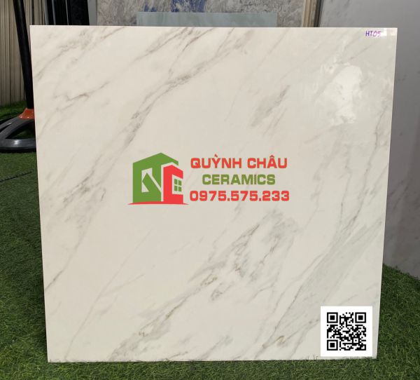 Gạch granite 60x60 trắng vân khói thạch bàn bóng kiếng 4802
