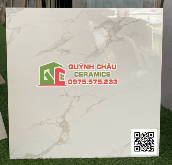 Gạch lát nền thạch bàn 60x60 trắng vân khói bóng kiếng 4804