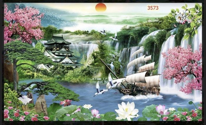 Gạch tranh thuận buồm xuôi gió 3D