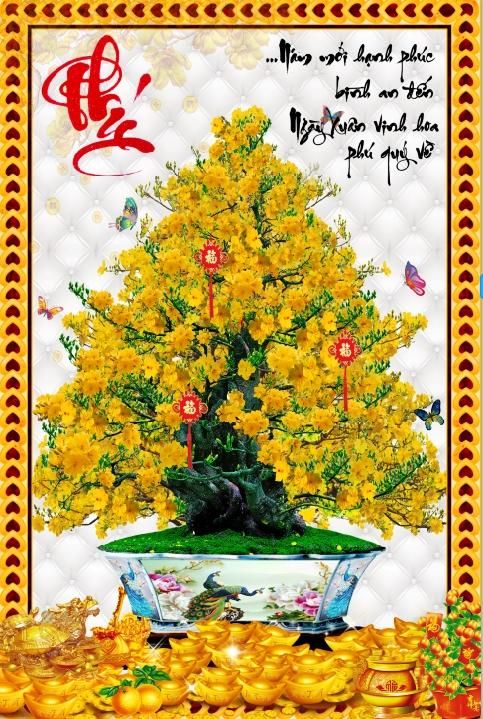 Gạch tranh cây mai khổ đứng