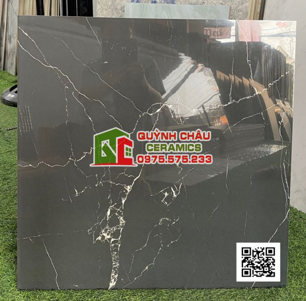 Gạch thạch bàn 60x60 đen bóng kính vân trắng 4808
