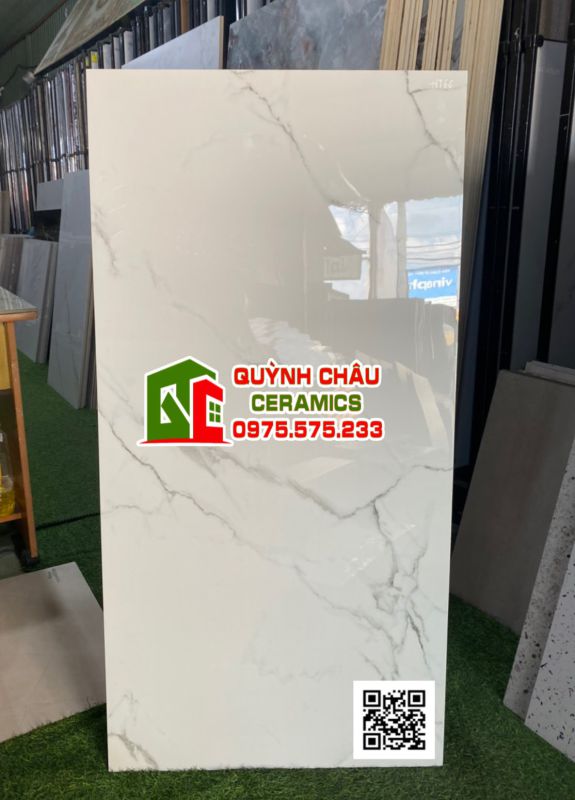 Gạch trắng vân 60x120 ấn độ Staturio Glossy đá bóng
