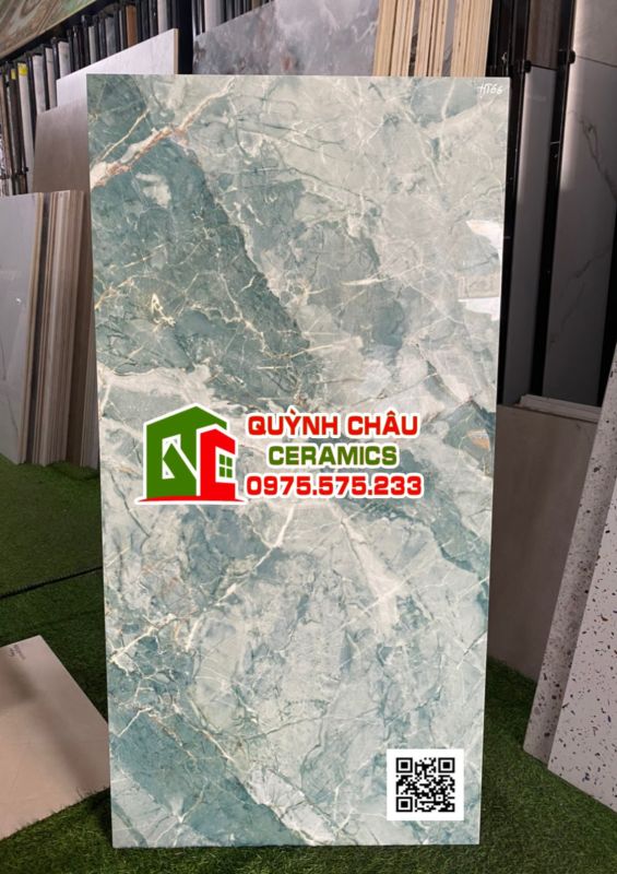 Gạch xanh rêu vân đá 60x120 siêu bóng High Glossy ấn độ
