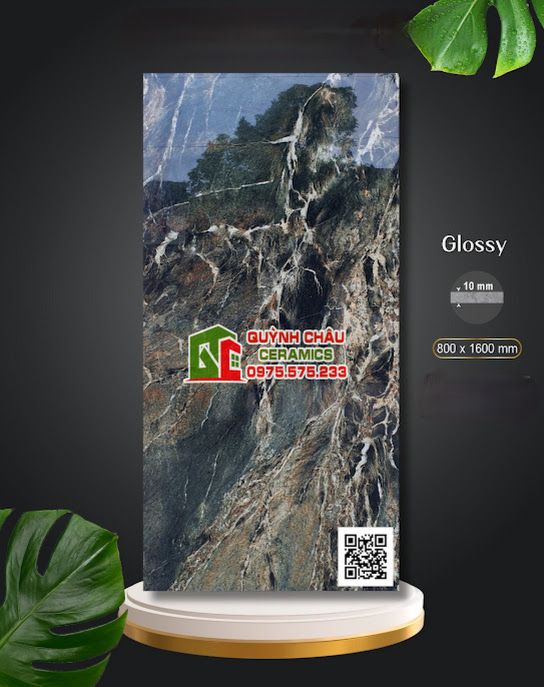 Gạch Apodio ốp lát 80x160 bóng vi tinh đá cẩm thạch xanh thẫm 5265